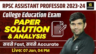 RPSC Assistant Professor 202324 College Education Exam Paper Solution amp Analysis Utkarsh Classes [upl. by Anairuy]