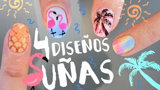 4 IDEAS LINDAS DE UÑAS DECORADAS CON DISEÑOS DE VERANO PASO A PASO [upl. by Frendel126]