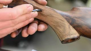 HOW TO CHECKER A MULLERED BORDER ON A GUNSTOCK [upl. by Aikel854]