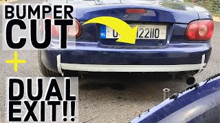 Mx5 Bumper Cut  Dual Exit Exhaust Install [upl. by Roman]