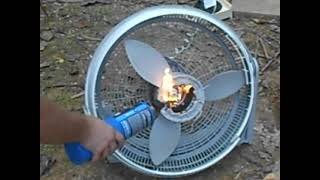 Burning a broken Lasko fan and a pathetic Aerospeed fan [upl. by Eugen]