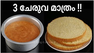 3 ചേരുവ മാത്രം മതി  3 ingredient vanilla sponge cake recipe malayalam cooking it simple cake [upl. by Aleta316]