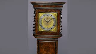 An interesting Charles II olivewood and boxwood strung monthgoing striking longcase clock c1675 [upl. by Nedi]