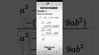 Resta de Polinomios Ejemplo 4 matematicas algebra restadepolinomios restas polinomios [upl. by Tyrrell]