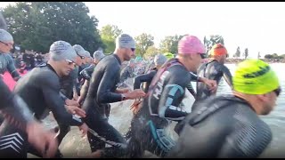 Ironman VitoriaGasteiz 2024 tramo de natación en Ullibarri Gamboa [upl. by Allekram]