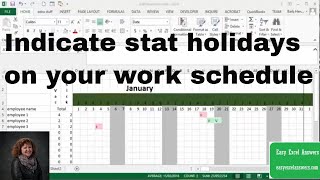 How to indicate stat holidays on your work schedule in Excel [upl. by Suki]