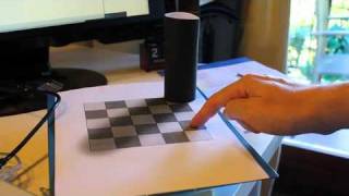 Lillusione ottica della scacchiera versione 3D  3D Adelson Checkerboard Illusion [upl. by Ellary429]