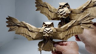 BLAKISTON FISH OWL ORIGAMI TIMELAPSEDIORAMA Designed by Katsuta Kyohei 🔥🔥 [upl. by Donahoe]