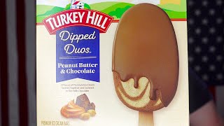 Turkey Hill Dipped Duos Peanut Butter amp Chocolate Ice Cream Bar Review [upl. by Hanselka666]