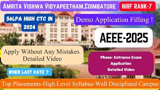 AEEE2025Amrita Vishwa VidyapeethamEntrance Exam Demo Application FillingCoaching for ExamDinesh [upl. by Aderf]