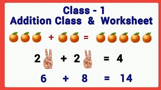 class 1 additiongrade 1 addition addition worksheet for class 1addition for class 1classb maths [upl. by Odelet738]