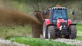 Muck Spreading  from Out and About on the Farm  Mighty Machines [upl. by Enelear285]