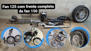 Fan 125 com a frente completa da 150 bacalhau e rodas Scud projeto diferenciado [upl. by Devad89]