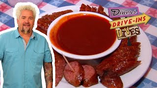 Guy Fieri Sees How the Sausage Is Made at TBone Toms  Diners DriveIns and Dives  Food Network [upl. by Hook]