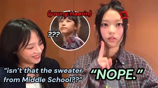 Minji LAUGHS about Haerin’s Middle School SWEATER RUMOR  NewTea [upl. by Pierson398]