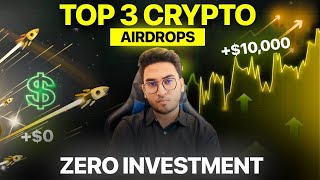 Free Crypto AIRDROPS  Top 3 Crypto Airdrops Zero Investment  airdrop [upl. by Eerat]