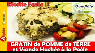 GRATIN de POMME de TERRE et VIANDE HACHÉE à la Poêle  Recette Gandiole Facile [upl. by Ainomar]