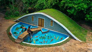 Build Underground House House 🏡 With Design Fish Pond [upl. by Shererd]