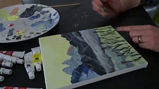 Acrylverf landschap voor beginners  Acrylic painting for beginners  landscape [upl. by Haziza]