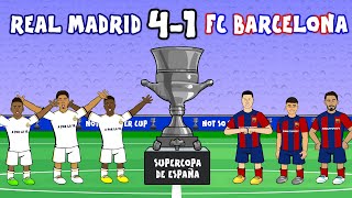 REAL MADRID 41 FC BARCELONA  HIGHLIGHTS  Spanish Super Cup final parody Vinicius Rodrigo Goals [upl. by Anaderol]