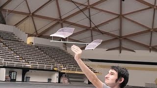 Indoor hand launched glider world record flight in a dust devil [upl. by Jasper]