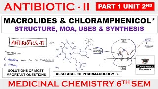 Macrolides complete  Chloramphenicols  Part 1 Unit 2  Medicinal Chemistry 6th semester [upl. by Hummel]