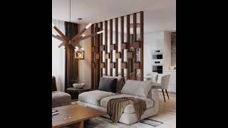 MODERN LIVING ROOM WALL PARTITION DESIGN  ROOM DIVIDER DESIGN IDEAS  wood room partition interior [upl. by Tartaglia]