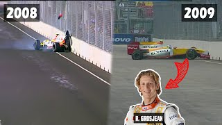 Romain Grosjean repeats Piquet crash at the same corner  2009 Singapore GP FP1 [upl. by Karen]