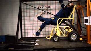 Failed Crash test of a wheelchair according to ISO 105422 with a 4 point strap tiedown system [upl. by Schuyler269]