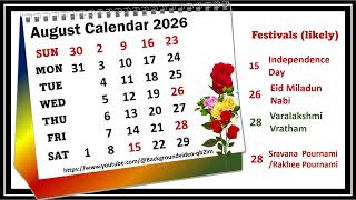 August Calendar 2026 augustcalender2026 [upl. by Ahsiem]