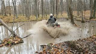 Embarrass River atv park Tigerton Wi Kyle W jumping the XMR 570 in the mud [upl. by Rafat]