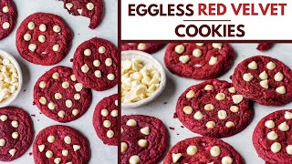 EGGLESS RED VELVET COOKIES  Easy Red Velvet Cookies Recipe Without Eggs  Bake With Shivesh [upl. by Droffats]