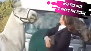 Woman Hits And Kicks Horse To Get It Into The Horse Trailer [upl. by Corron430]