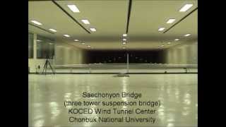 Wind Tunnel Test of Aeroelastic Suspension Bridge Model 새천년대교 풍동실험 [upl. by Einyaj53]