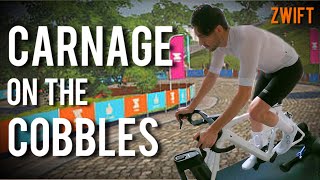 CARNAGE ON THE ZWIFT COBBLES [upl. by Alitta60]