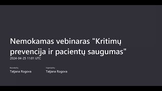 Kritimų prevencija ir pacientų saugumas  Nemokamas vebinaras [upl. by Mona229]