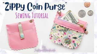 Zippy Coin Purse  Sewing Tutorial  JustynaTHandMade [upl. by Eytak47]