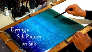 Silk Painting Salt Technique Hand Dyeing Infinity Scarf Fabric [upl. by Rudyard669]