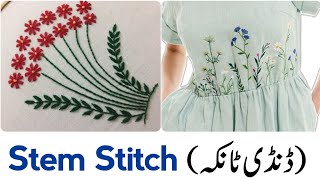 How to do Stem Stitch Embroidery  StemStitch Embroidery Designs  Dandi Tanka  Style Insightly [upl. by Ahsikel]