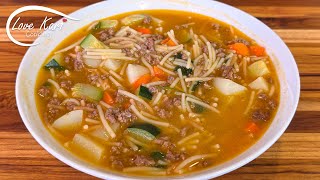 Traditional Mexican Fideo Soup with Ground Beef Sopa de Fideo con Carne Molida [upl. by Obadias361]