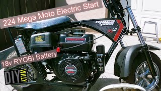 Electric Start Predator 224 Mega Moto with Ryobi Power [upl. by Narmis]