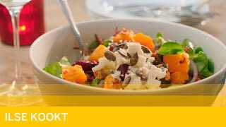 Feestelijk veggie slaatje met pompoen en feta [upl. by Arutek92]