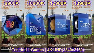 9900K vs 10900K vs 12900K vs 13900K  RTX 4090  Test in 11 Games  4K UHD3840x2160 [upl. by Doretta251]