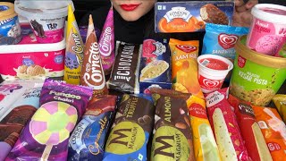 ASMR EATING ICECREAM MAGNUMCHOCOBARAMULLONDONDIARYBASKIN ROBBINSICECREAM PARTYCORNETTO [upl. by Shaer]