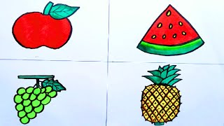 How to Draw Fruits Step by Step for Beginners  Different Types of Fruits Drawing  Fruit Drawing [upl. by Ursi]