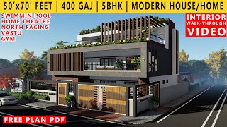 50 x 70 FEET HOUSE DESIGN  5BHK BUNGALOW  400 GAJ  3500 SQUARE FEET HOUSE PLAN  DUPLEX DESIGN [upl. by Imiaj]