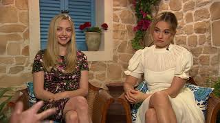 Lily James Amanda Seyfried Mamma Mia Here We go again interview [upl. by Gleason]