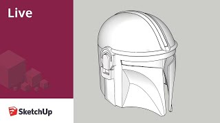 Live Modeling The Mandalorians Helmet for 3D Printing in SketchUp [upl. by Anig]