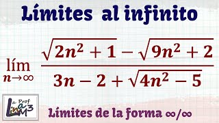 Límites en el infinito con radicales  Ejercicio 7  La Prof Lina M3 [upl. by Hutner374]