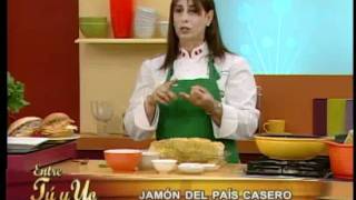 Receta navideña de jamon con pina al horno y puree de papas [upl. by Ezalb781]